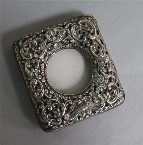 An Edwardian pierced silver travelling watch case, Adie & Lovekin, Birmingham, 1901, 82mm.